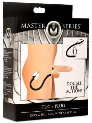 tug plus plug cock and ball ring with anal plug black