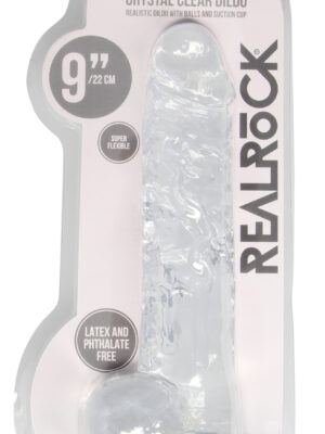 9 inch realistic dildo with balls translucent