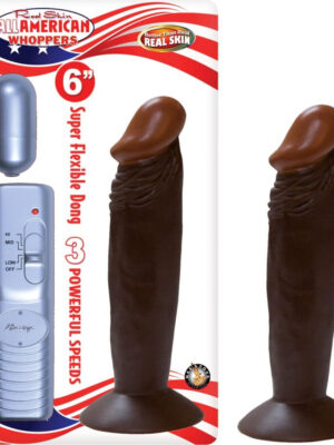 afro american whoppers 6 inch vibrating dong with bullet brown