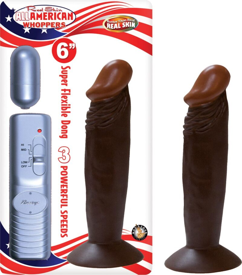afro american whoppers 6 inch vibrating dong with bullet brown