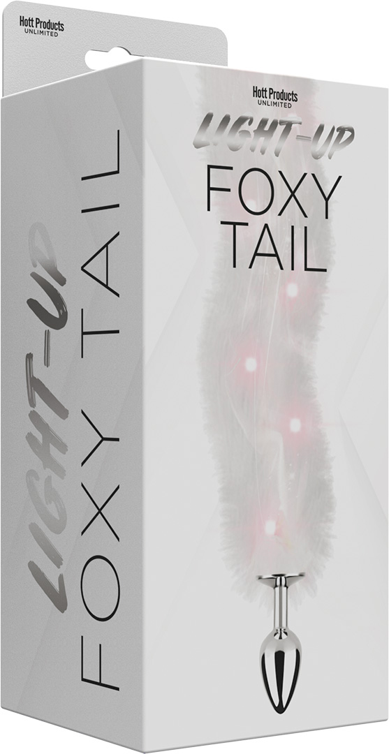 foxy tail light up faux fur butt plug white plug white