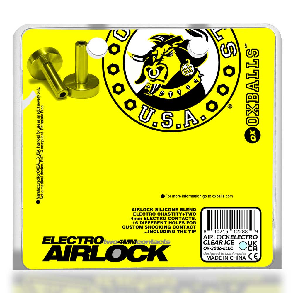 airlock electro air lite vented chastity with two 4mm contacts clear ice