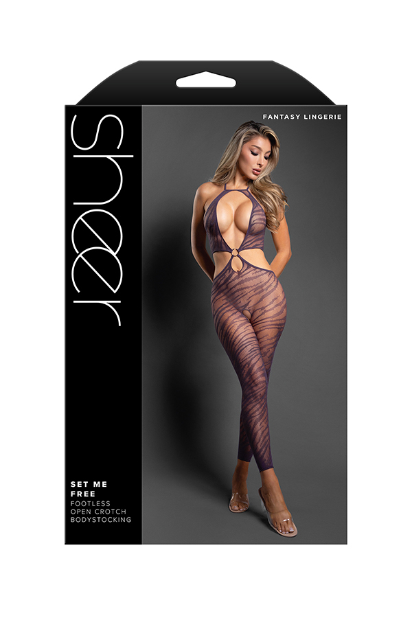 set me free footless open crotch bodystocking os dark purple