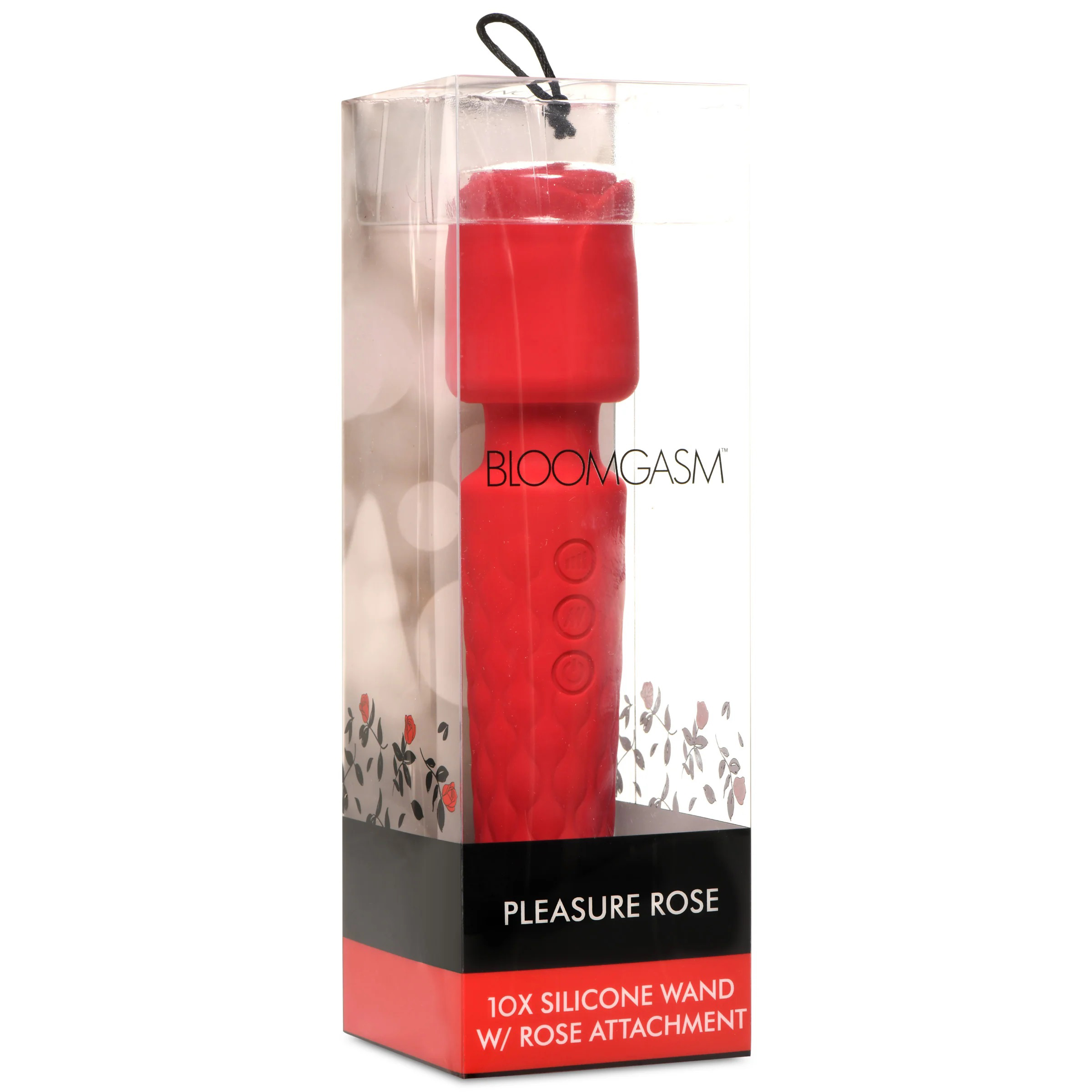 pleasure rose 10x silicone wand with rose attachment red pleasure rose 10x silicone wand with rose attachment red
