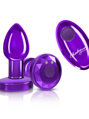 vibrating purple metal remote plug small