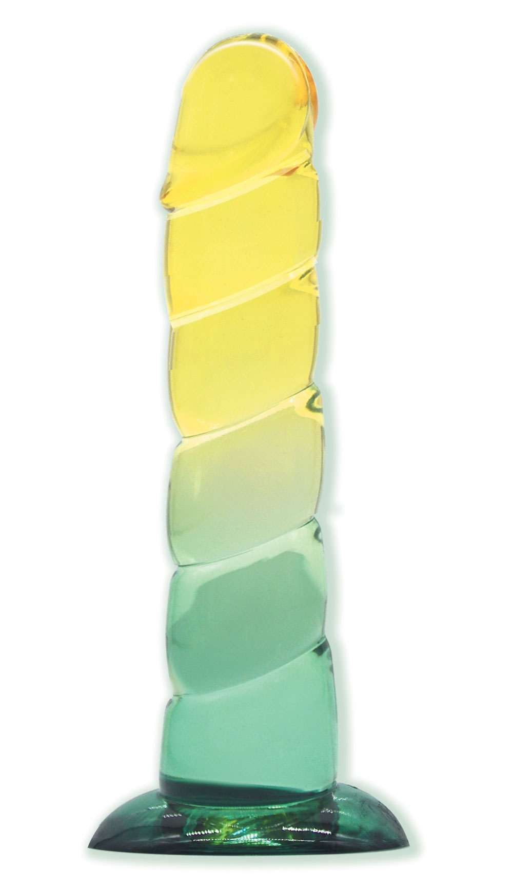 shades, 7.5" swirl jelly tpr gradient dong yellow and mint