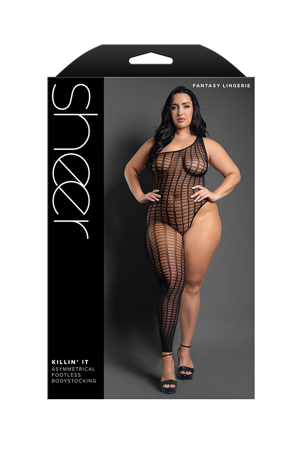 killin it asymmetrical footless bodystocking queen black