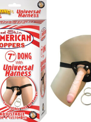 all american whoppers 7 inch dong with universal harness flesh