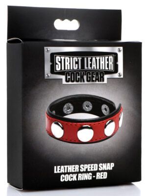cock gear leather speed snap cock ring red