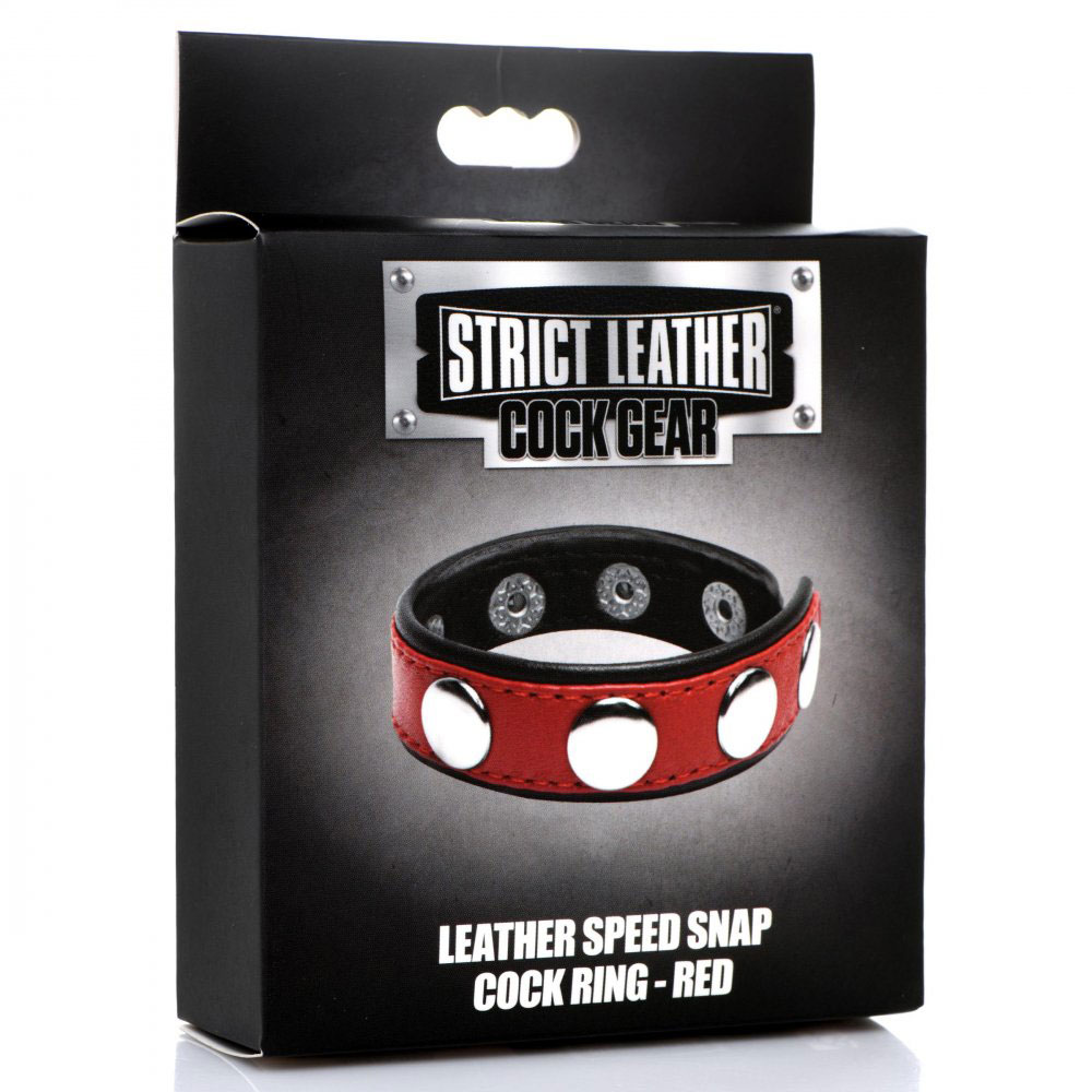 cock gear leather speed snap cock ring red cock gear leather speed snap cock ring red
