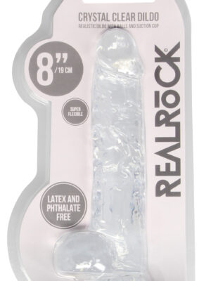 8 inch realistic dildo with balls translucent