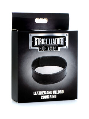 leather and velcro cock ring black