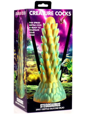stegosaurus spiky reptile silicone dildo green