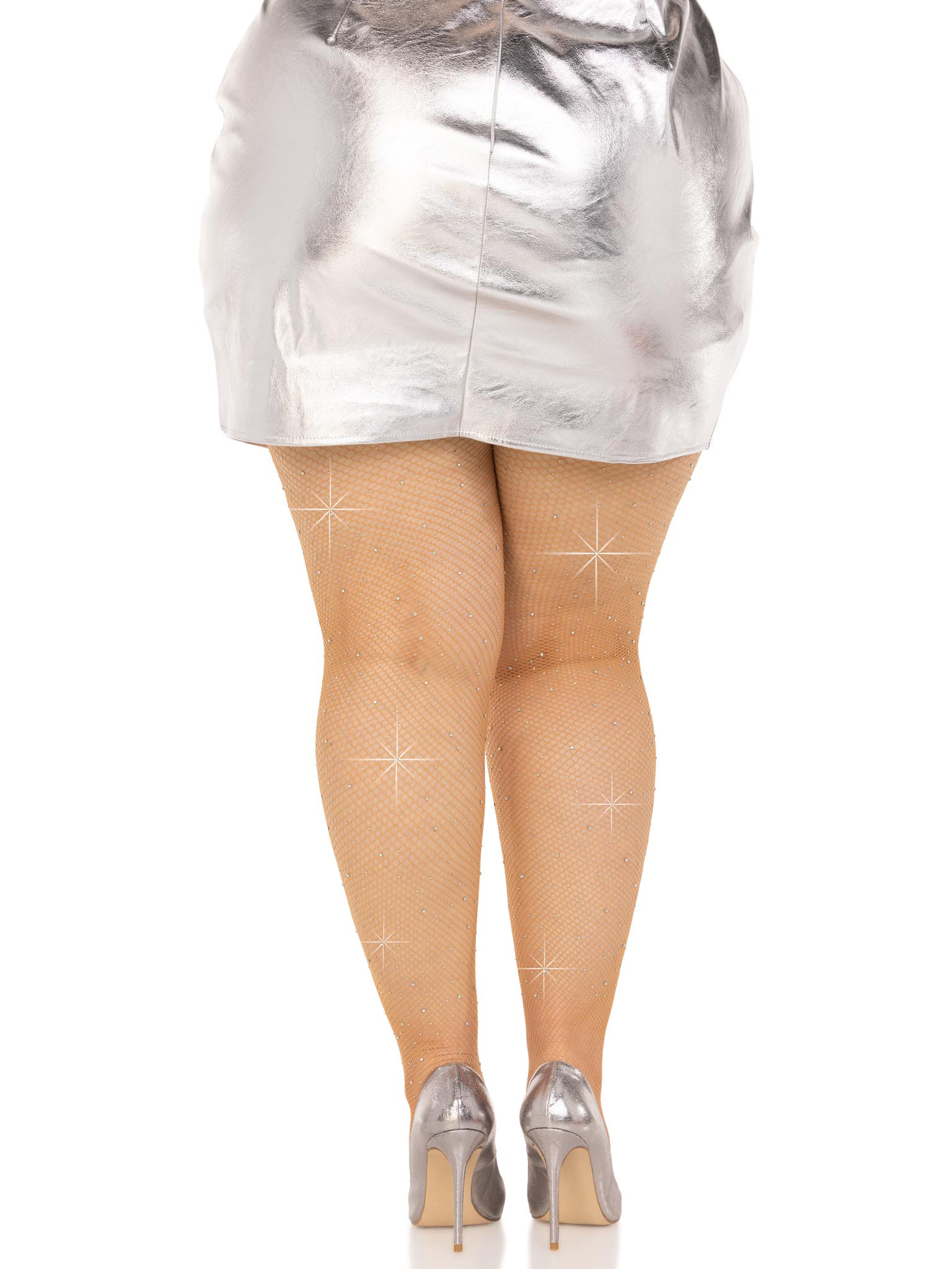 colby rhinestone fishnet tights 1x/2x caramel