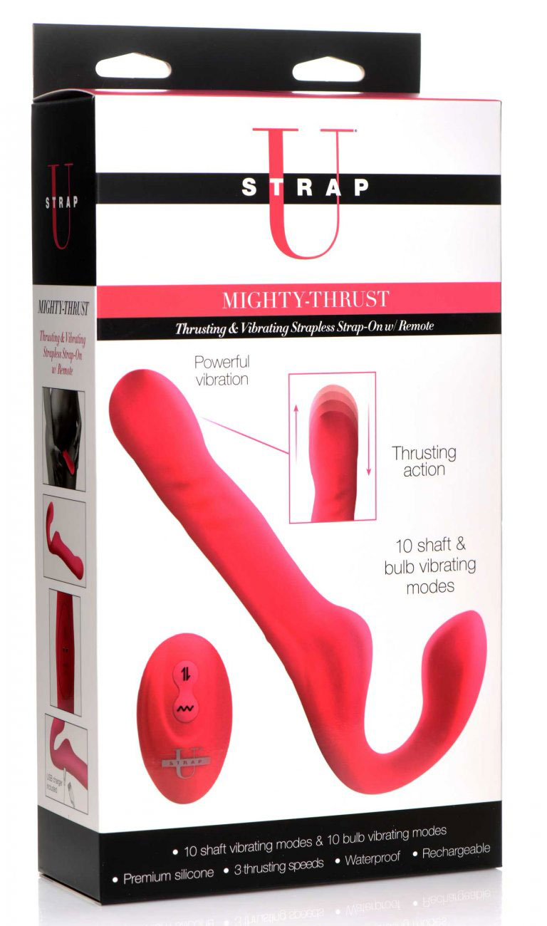 mighty thrust thrusting and vibrating strapless strap on with remote pink mighty thrust thrusting and vibrating strapless strap on with remote pink