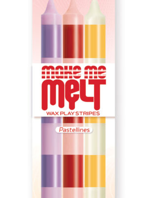 the 9's make me melt sensual warm drip candles 3pk stripes pastellines