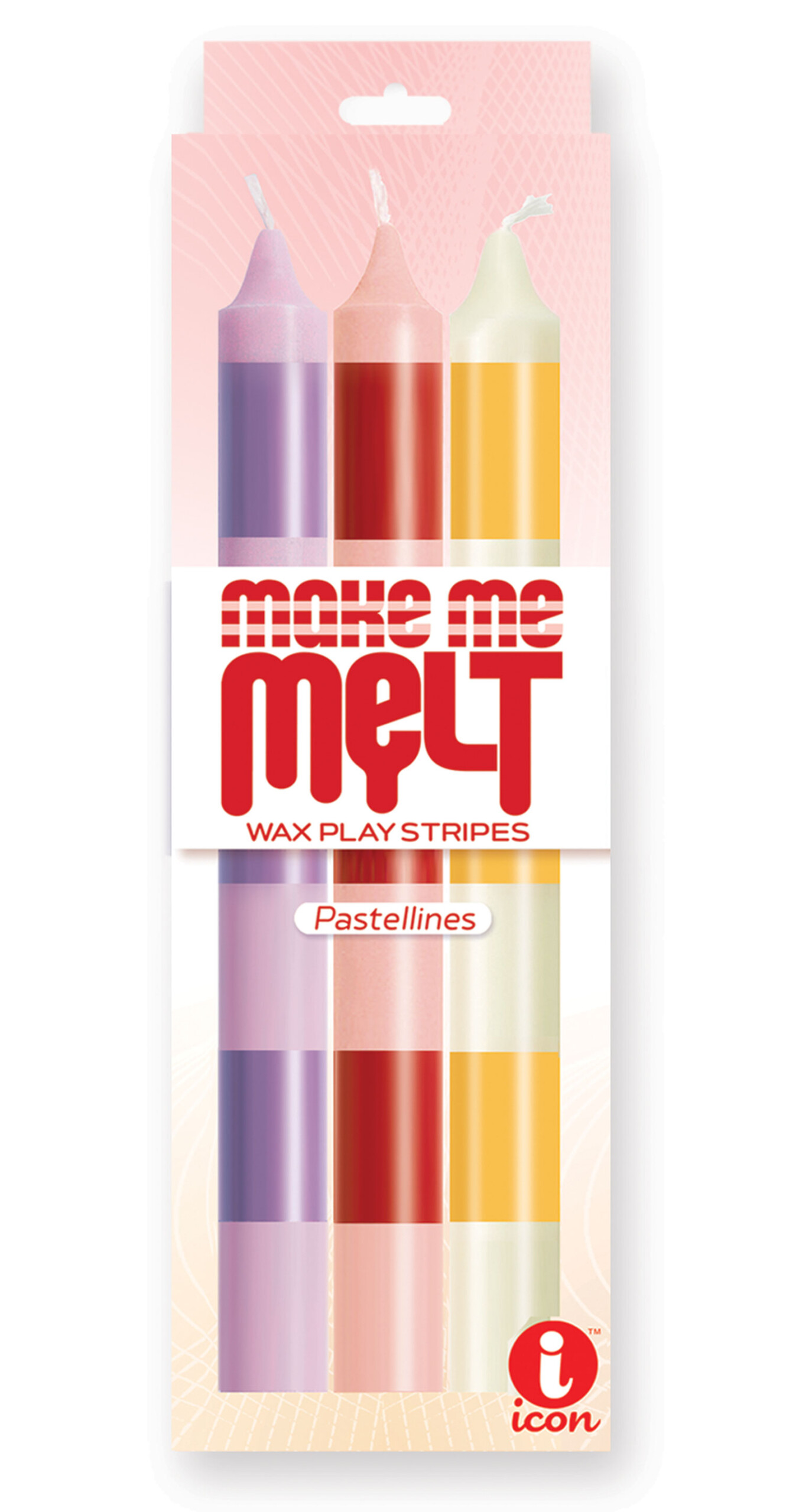 the 9's make me melt sensual warm drip candles 3pk stripes pastellines