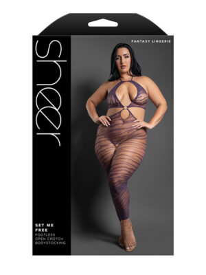 set me free footless open crotch bodystocking queen dark purple