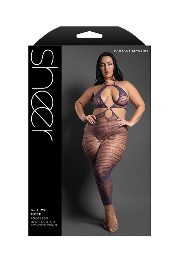 set me free footless open crotch bodystocking queen dark purple