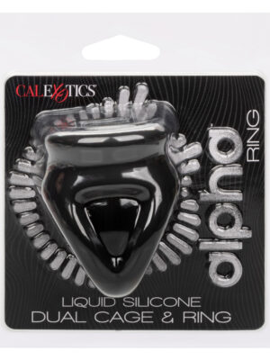 alpha liquid silicone dual cage and ring black ring black alpha liquid silicone dual cage and ring black ring black