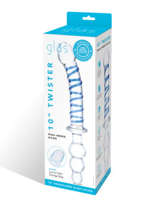 10 inch twister dual ended dildo clear/blue