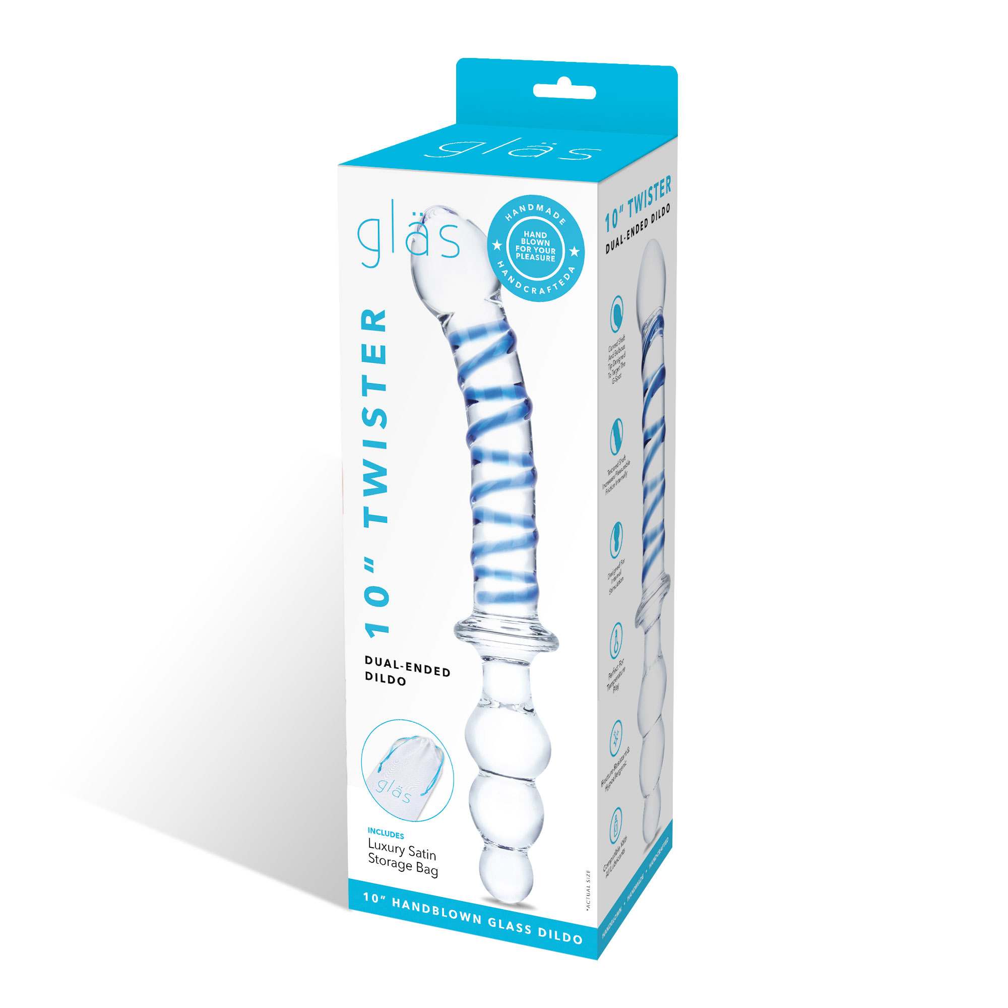 10 inch twister dual ended dildo clear/blue 10 inch twister dual ended dildo clear/blue