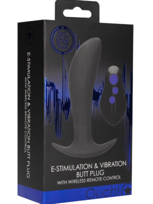 e stimulation and vibration butt plug with wireless remote control black