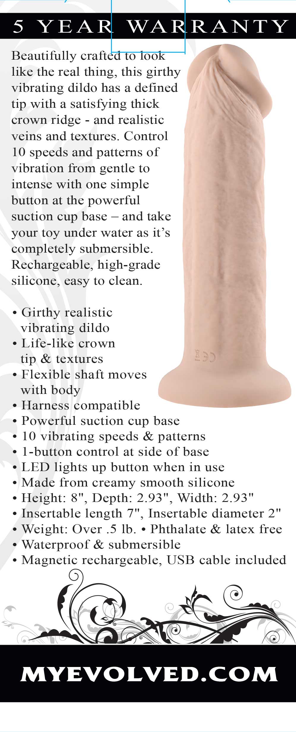7 inch girthy vibrating dong light