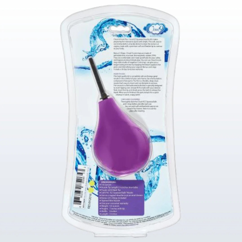 cloud 9 fresh and deluxe anal soft tip enema douche 7.6oz with ez squeeze bulb and 2 c rings