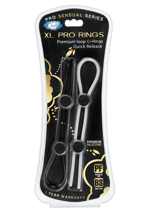 cloud 9 pro sensual xl cock ring 2 pack black/white