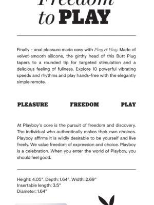 playboy pleasure plug and play butt plug black