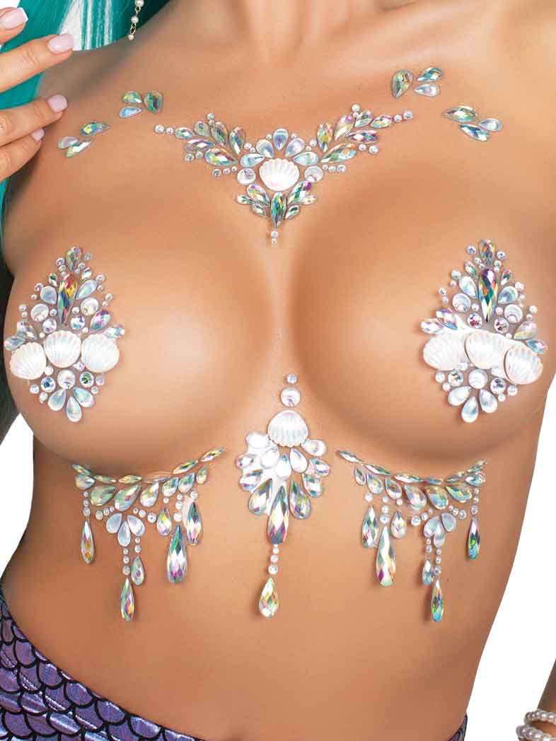siren adhesive body jewels sticker clear