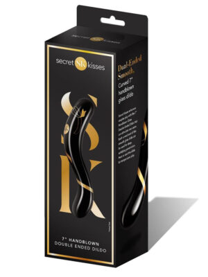 secret kisses 7 inch handblown double ended dildo black