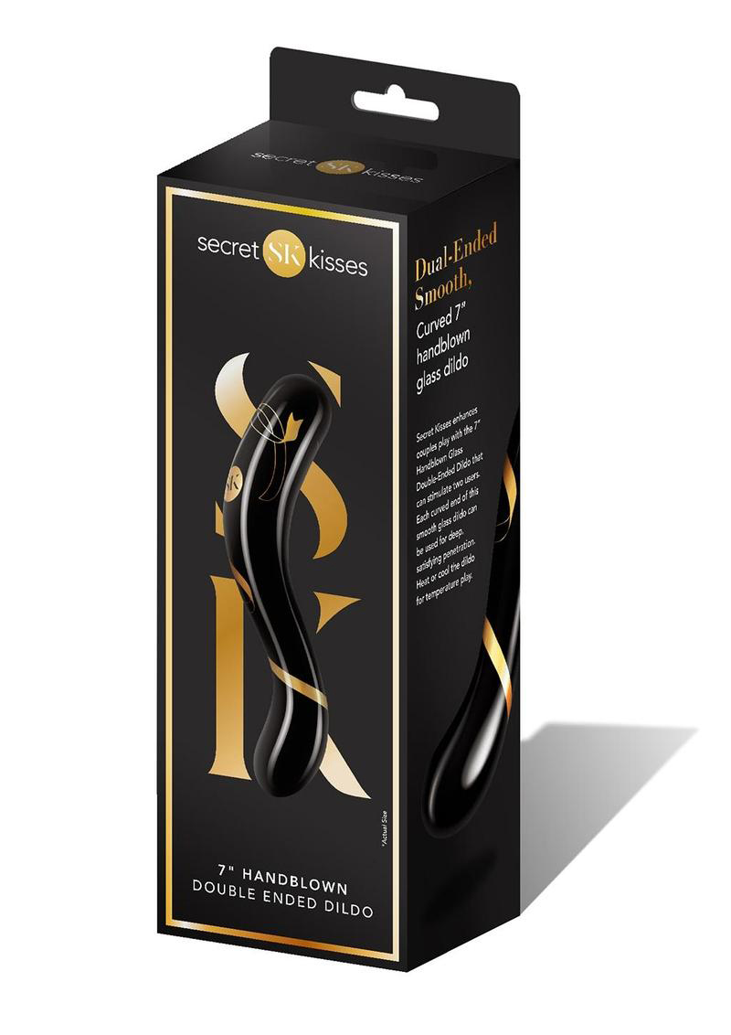 secret kisses 7 inch handblown double ended dildo black secret kisses 7 inch handblown double ended dildo black