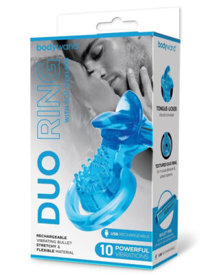 bodywand rechargeable duo ring with clit tickler blue