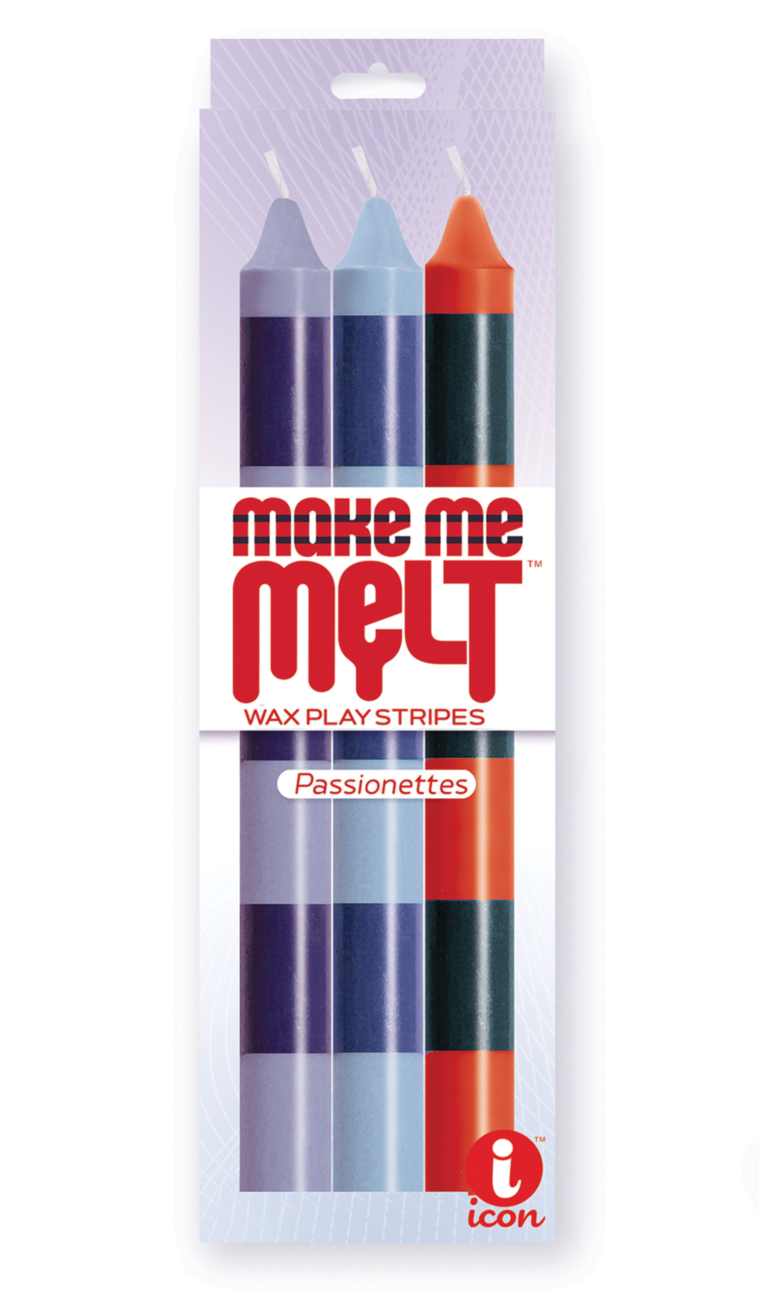 the 9's make me melt sensual warm drip candles 3pk stripes passionettes
