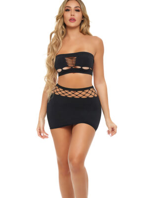 net worth 2pc bandeau set one size black