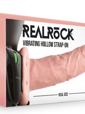 vibrating hollow strap on no balls 8 inch flesh