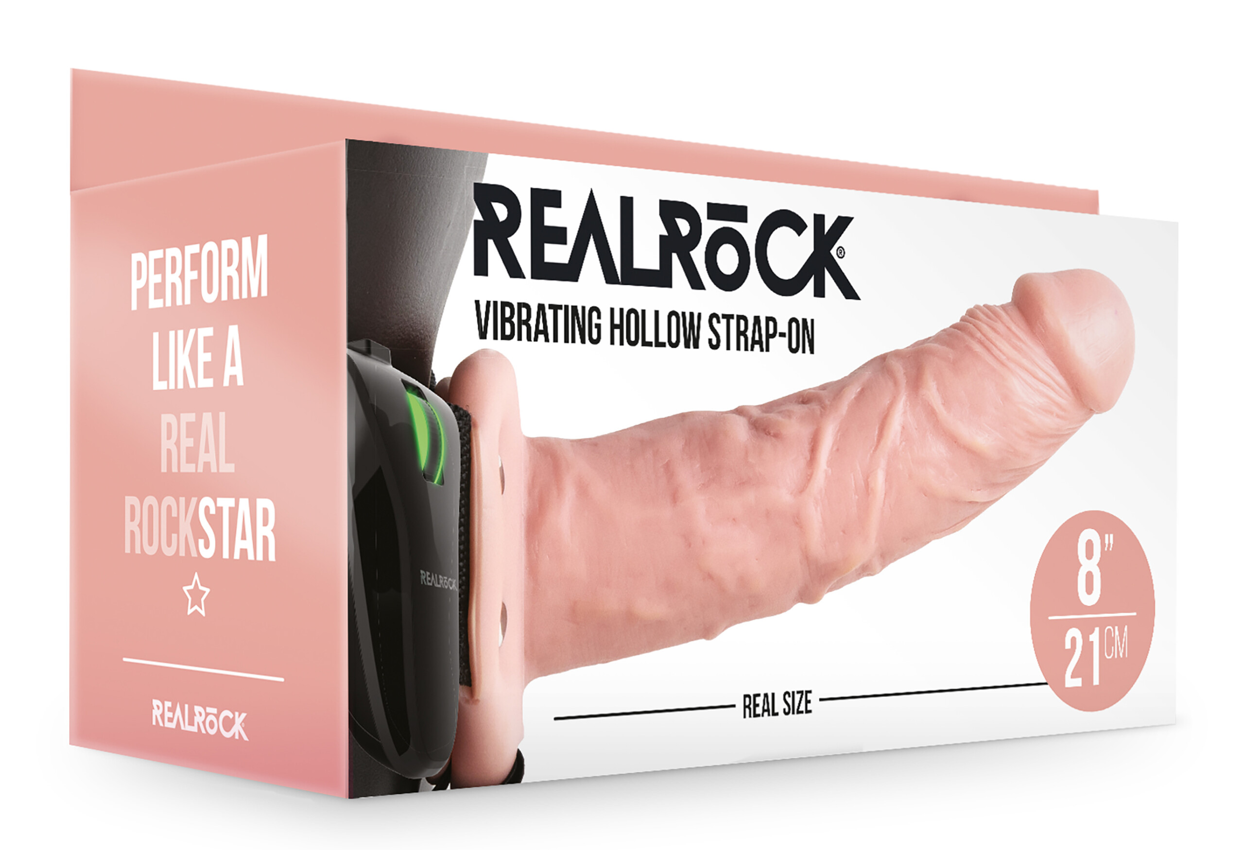 vibrating hollow strap on no balls 8 inch flesh