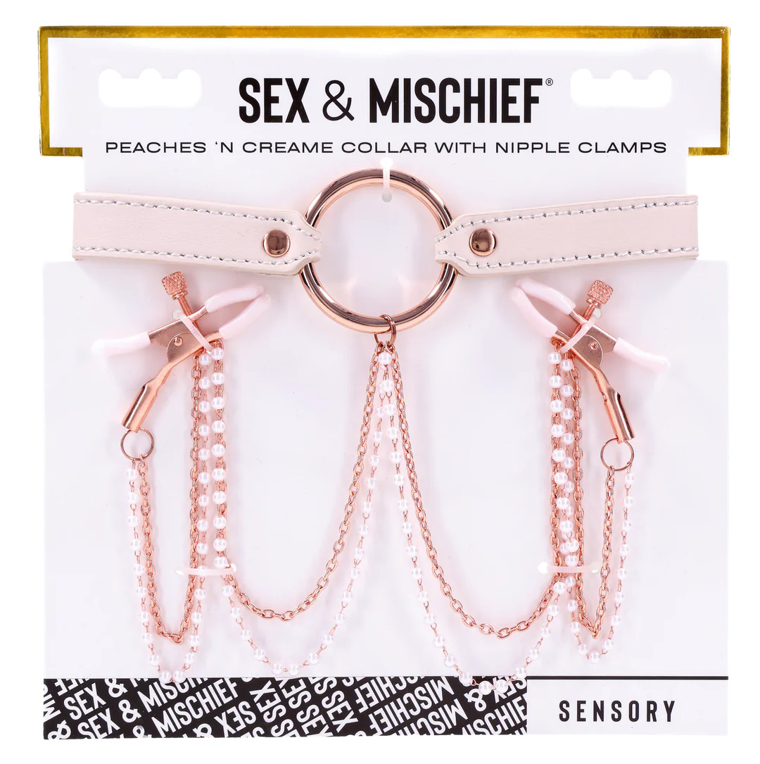 peaches n creame collar with nipple clamps pink peaches n creame collar with nipple clamps pink