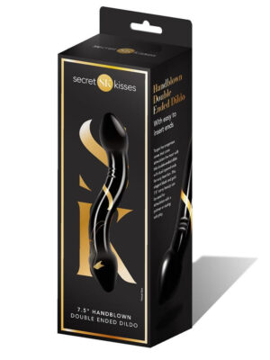 secret kisses 7.5 inch handblown double ended dildo black