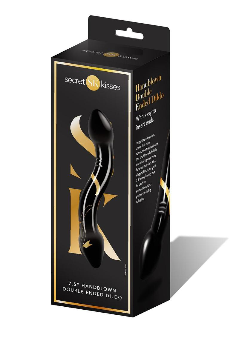 secret kisses 7.5 inch handblown double ended dildo black secret kisses 7.5 inch handblown double ended dildo black