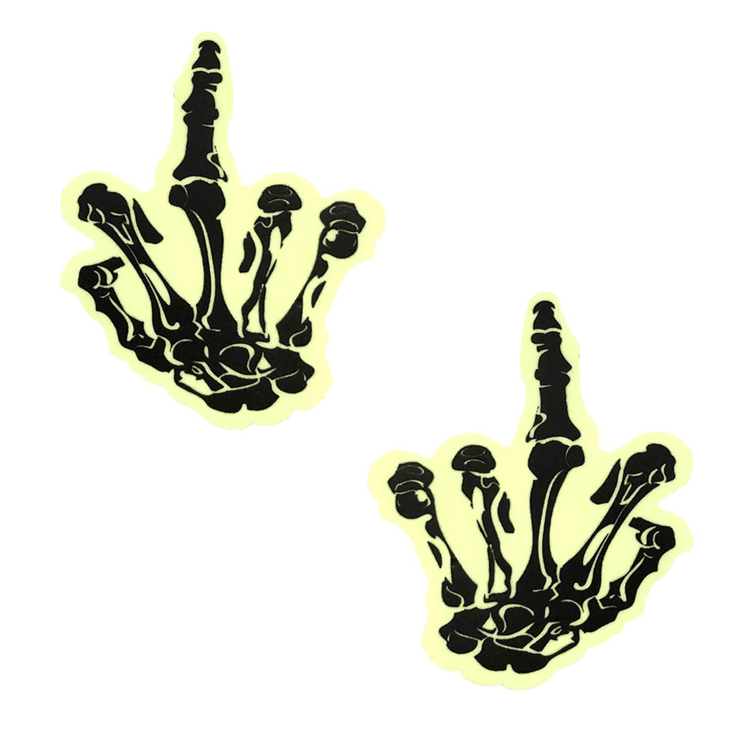 fuck you glow in the dark skeleton hand nipple cover pasties