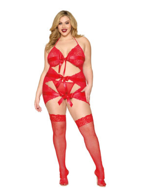 garter slip and g string dmnd one size queen red