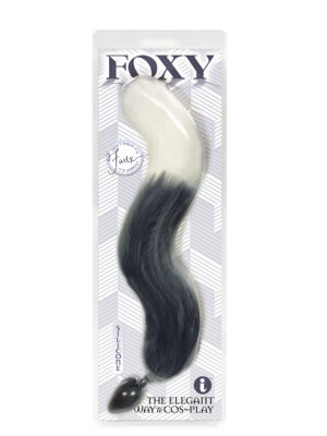 foxy fox tail silicone butt plug grey