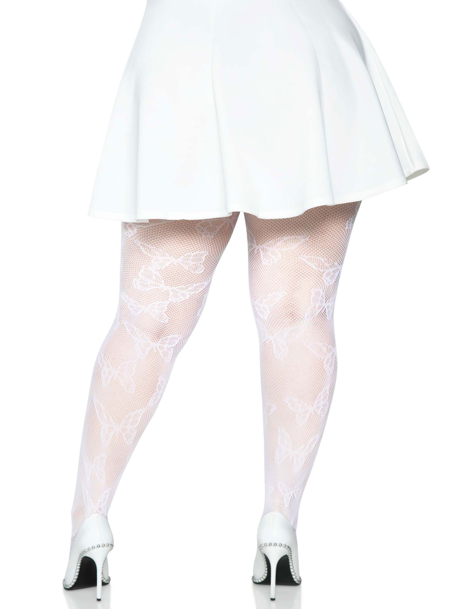 butterfly net tights 1x/2x white