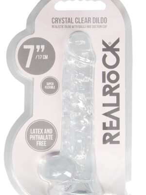 7 inch realistic dildo with balls translucent