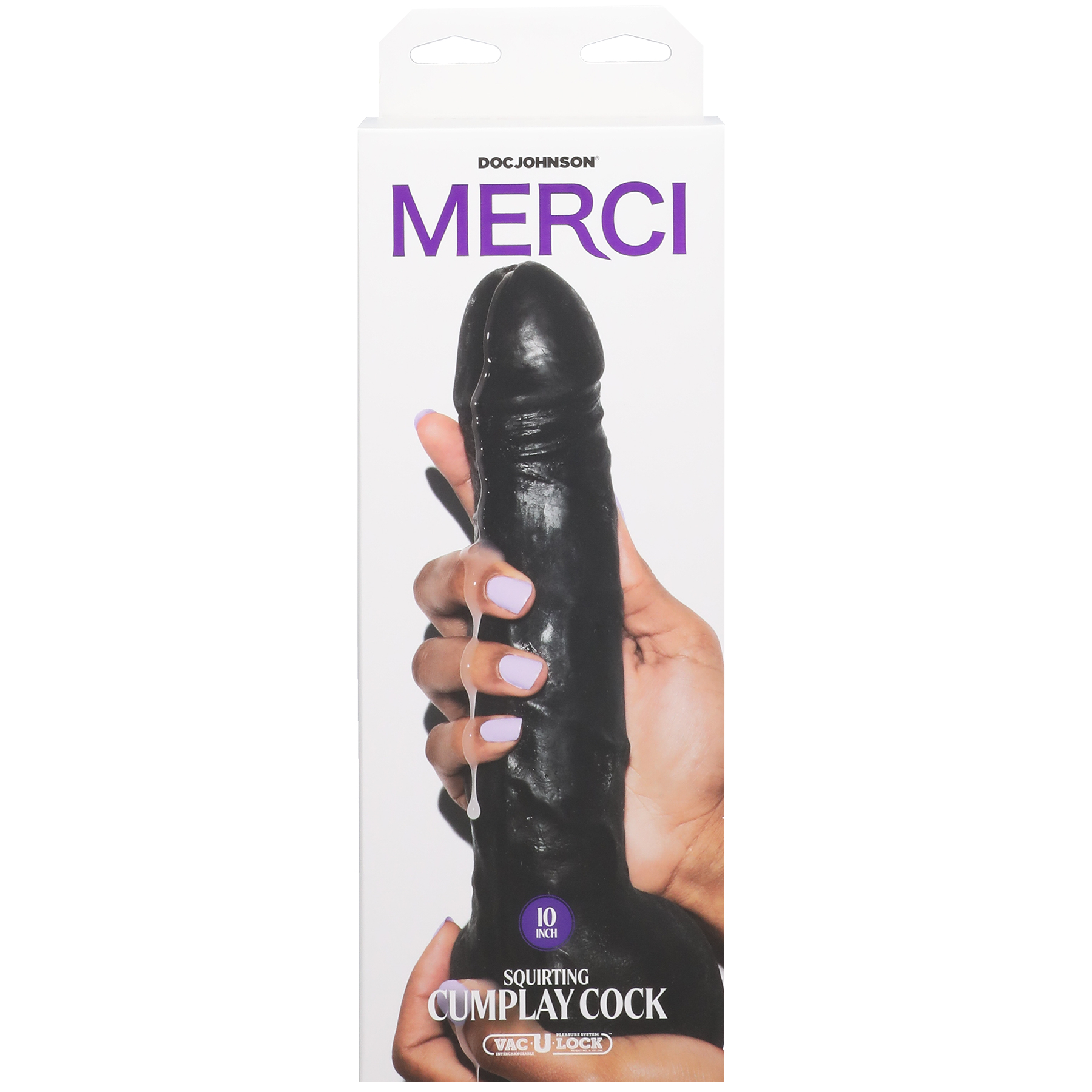 merci 10 inch dual density squirting cumplay cock with removable vac u lock suction cup black