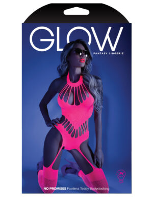 no promises teddy bodystocking one size neon pink
