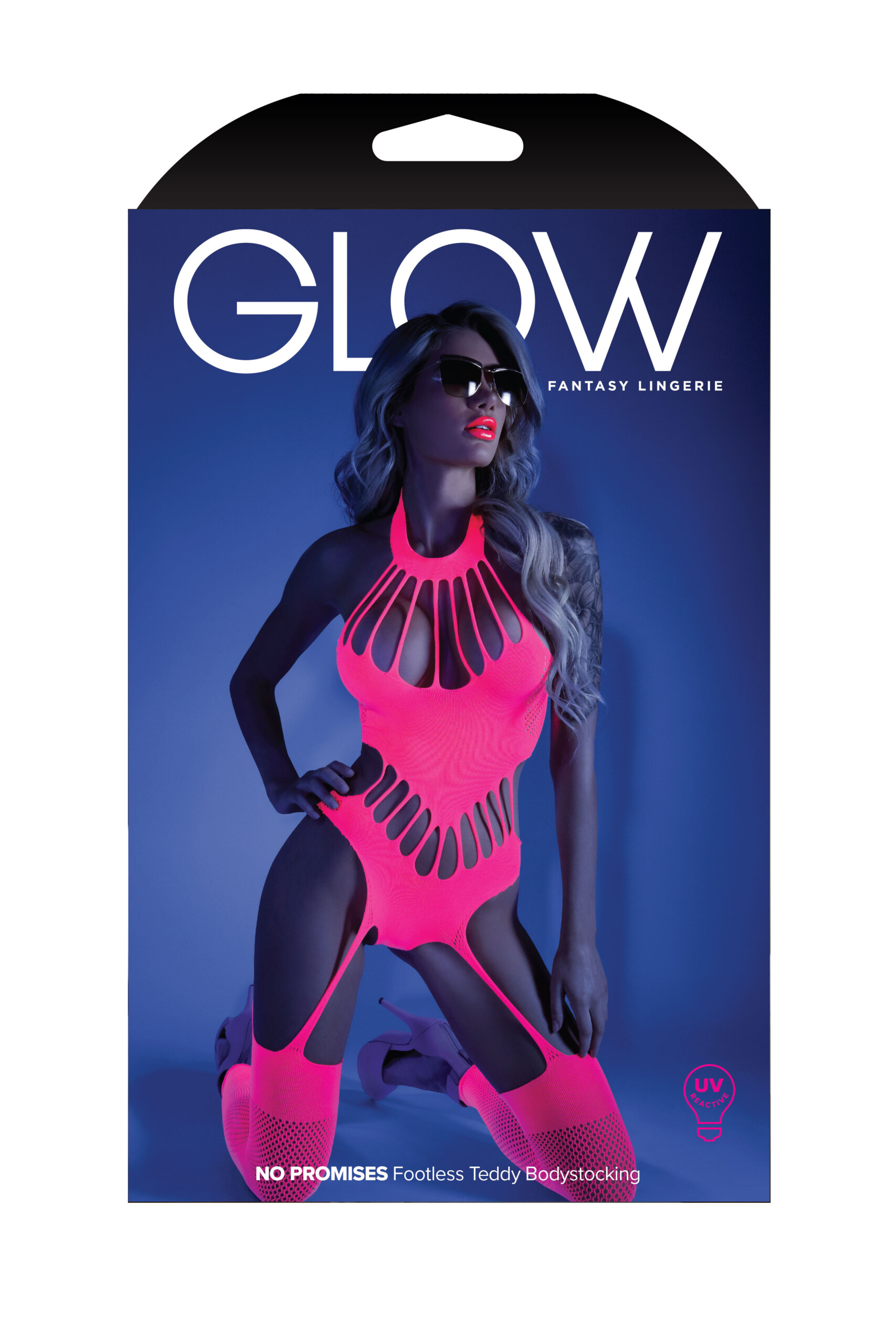 no promises teddy bodystocking one size neon pink